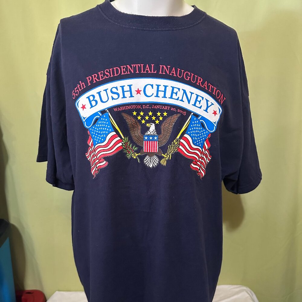 Vintage Bush Cheney 2005 55th Presidential Inauguration Men's Blue Shirt XL Delt